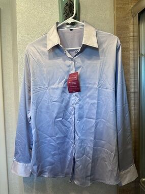 Women’s Light Gray/Silver Dress Shirt - Classic Collared Button-Up